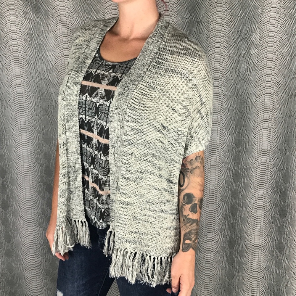 Joie grey beige oversized open cardigan poncho